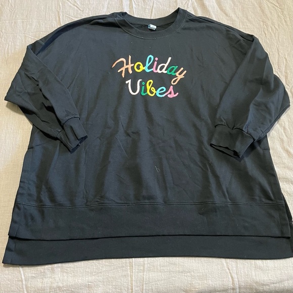 Holiday vibes Oversized tunic crewneck sweater Size 2x embroidered Christmas - Picture 2 of 6